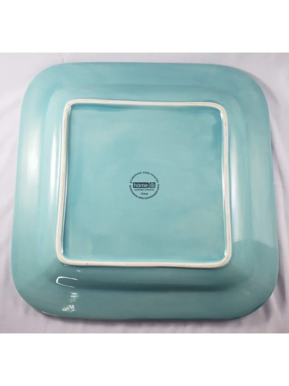 Home American Simplicity Turquoise Aqua Square Dinner Plates Set HTF